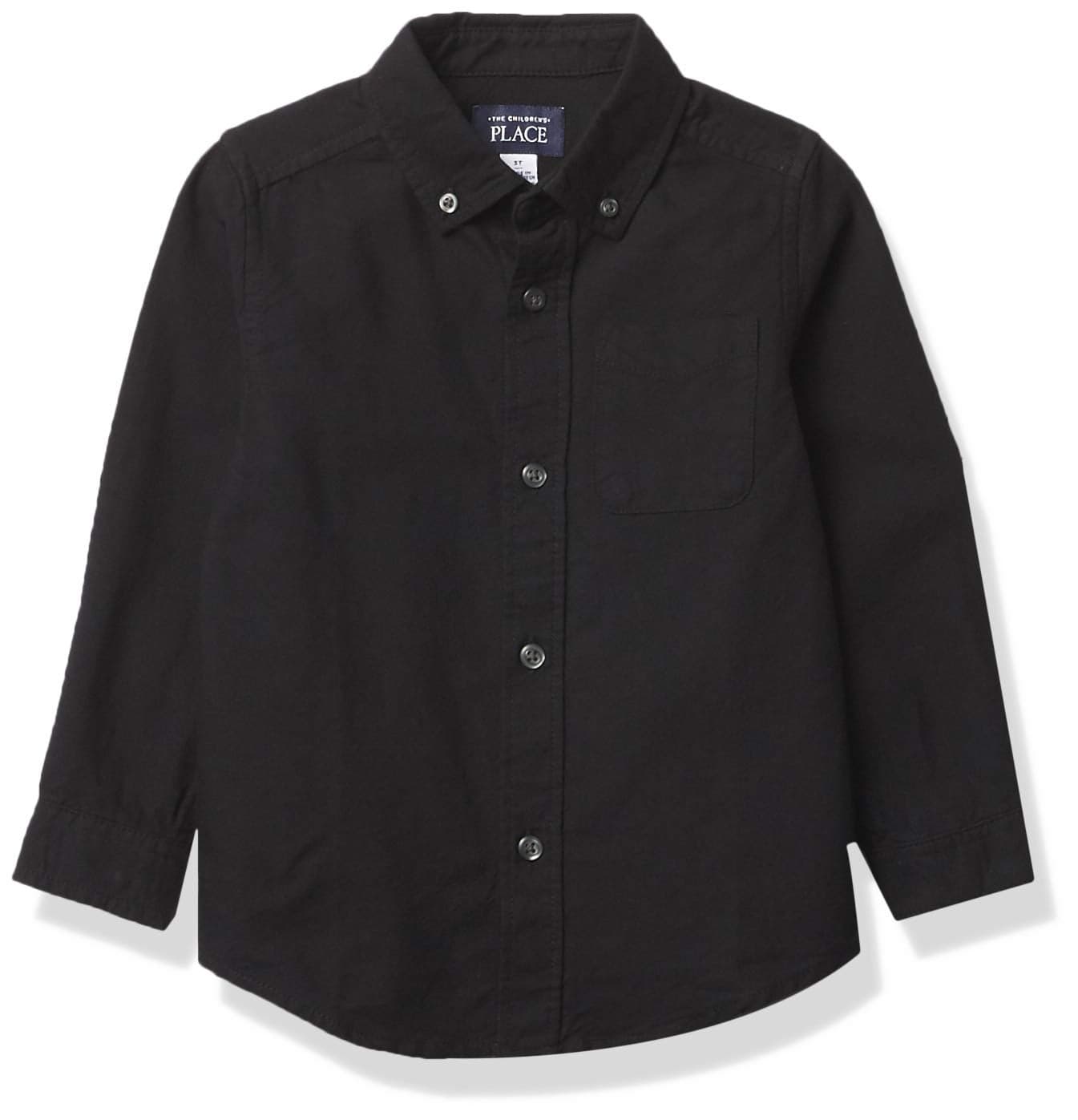 The Children's Place Baby Boys And Toddler Boys Long Sleeve Oxford Button Down Shirt,Black,5T