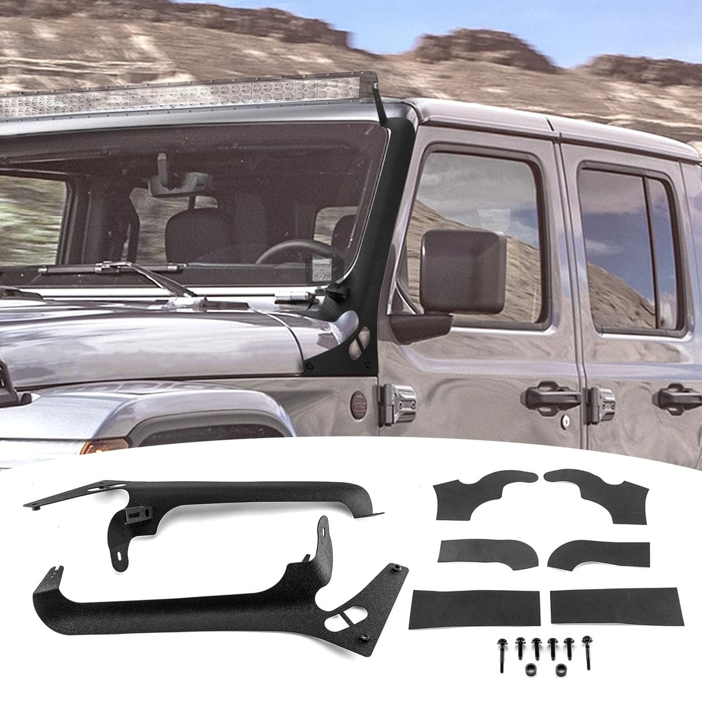 Wsays 50 Windshield Pillar Light Bar Mount Bracket Kit Compatible with Jeep Gladiator JT 20202024 Does Not Fit Gladiator Mojave Model