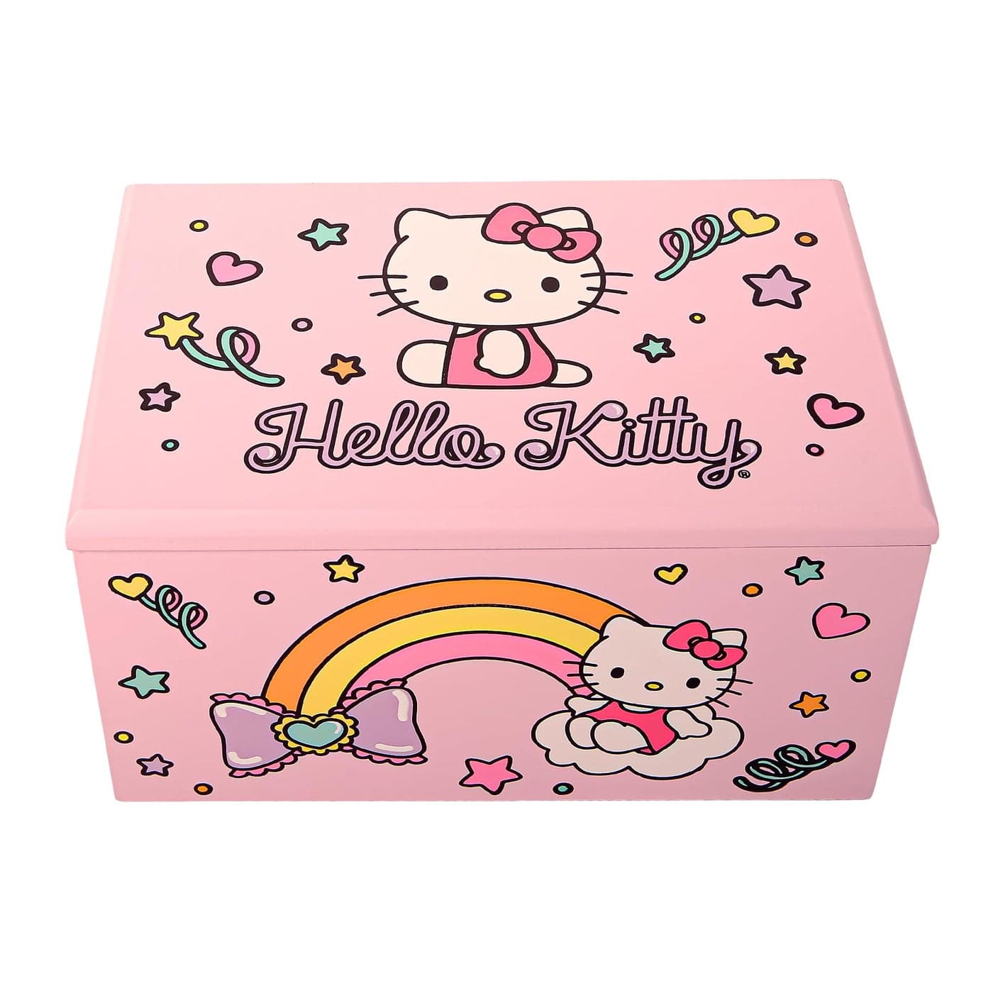 Hello Kitty Sanrio Jewelry Box with Tray - Officially Licensed Pink Wood Jewelry Case Gifts