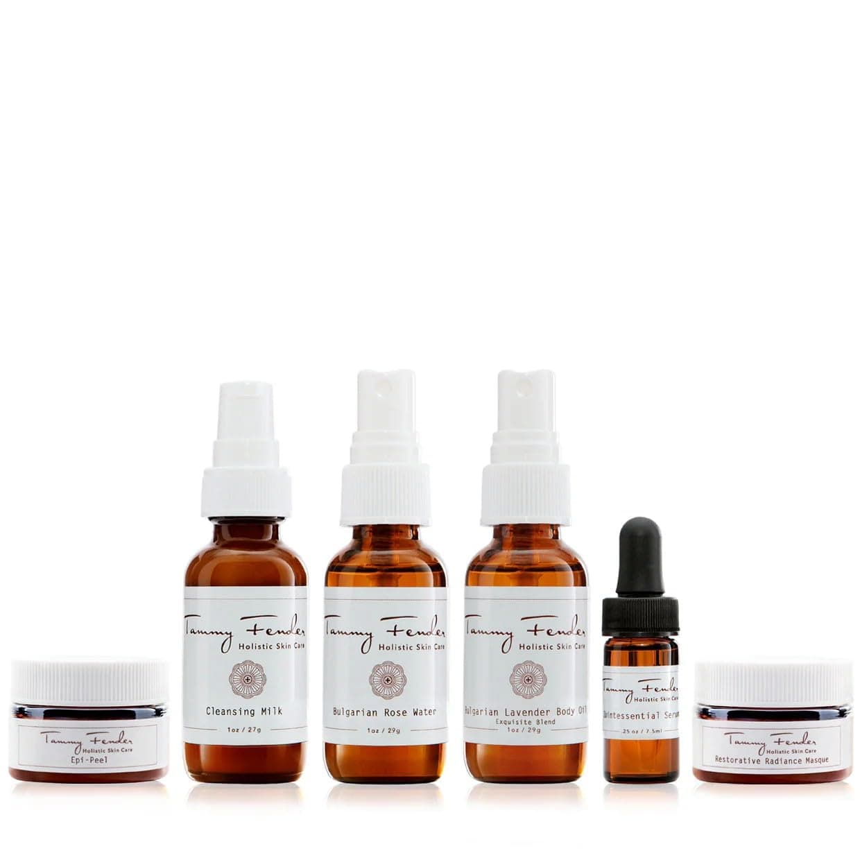 Tammy Fender Natural Restorative At Home Facial Treatment Kit Organic CrueltyFree NonToxic Cleansing Exfoliating Nourishing Cleansing Milk Rose Water EpiPeel 6 Piece Set
