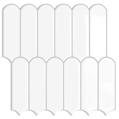 Tiwoos White Kitchen Backsplash Tile Peel and Stick Self Adhesive Tiles for Kitchen Wall (10-Sheet,12"x12")