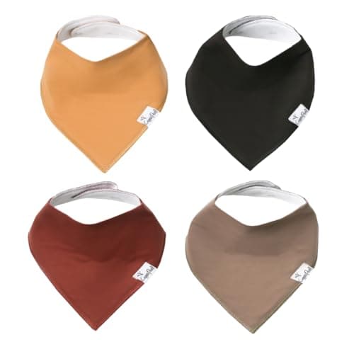 Copper Pearl Baby Bibs 4 Pack, Bandana Drool Bibs for Baby Girl & Boy, Soft Cotton Teething Bibs, Dune