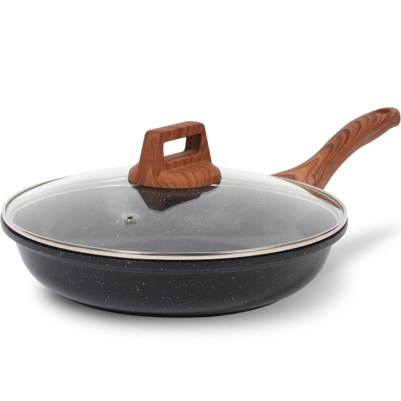 ESLITE LIFE Nonstick Ceramic Frying Pan Skillet with Lid NonToxic Egg Omelette Kitchen Cooking Pans Compatible with All Stovetops Gas Electric Induction PTFE PFOA Free Black 8 wLid