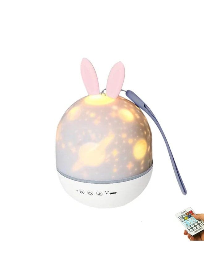CRONY Rabbit Galaxy Projector Features 6 Rotating Nebula & Starry Sky Patterns with Soothing Music, Creating Calming Ambiance for Kids' Rooms and Home Decor
