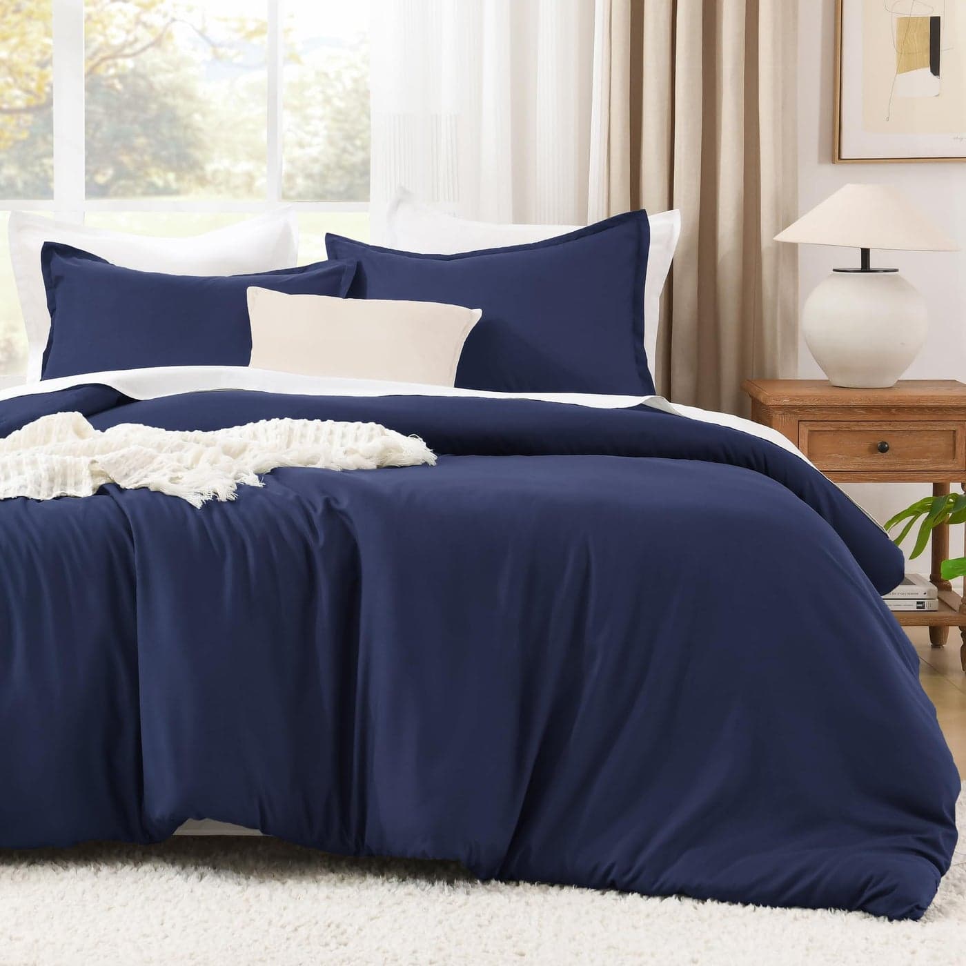 Litanika Navy Blue TwinTwin XL Comforter Set 2 Pieces Lightweight Solid Bedding Comforter Set All Season Fluffy Bed Set 66x90In Comforter 1 Pillowcase