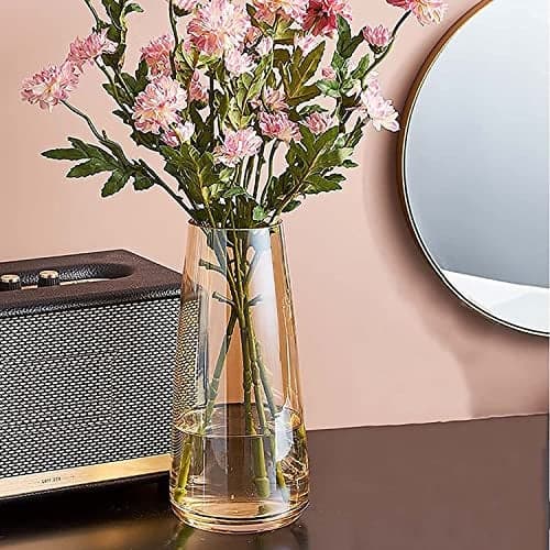 TIED RIBBONS Flower Vase for Flower Plants (Gold, 22.8 cm X 6.3 cm X 7.6 cm) - Glass Vase Pot for Living Room Water Plants Home Decor Dining Table Decoration Bedroom Hall Aesthetic House Warming Gift