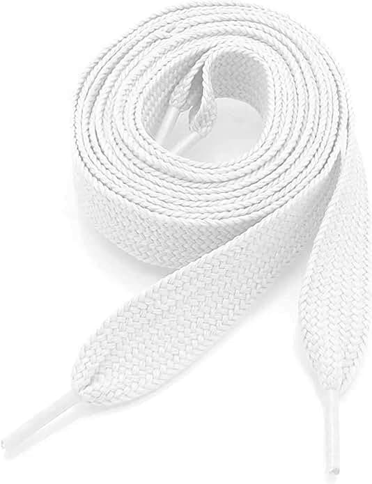 BUCKLE CITY Thick Flat 3/4" Wide Shoelaces Solid Color for All Shoe Types (White)