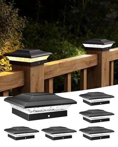 TSUN Solar Post Cap Lights 6 Pack for 4x4 VinylWooden Posts Waterproof Outdoor Warm Cool White3000K6000K Solar Powered DeckGardenPatio Lighting
