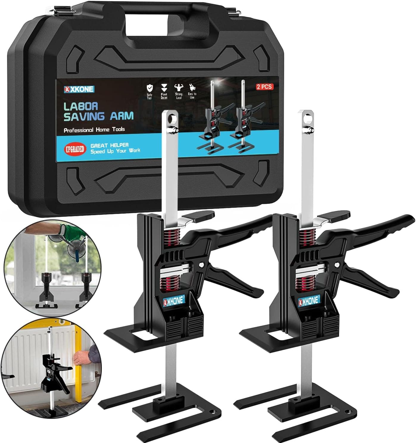 XKONE Labor Saving Arm Jack (2 Pcs) - Multi-Function Height Adjustment Lifting Device with Storage Case