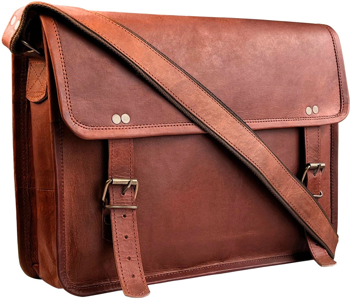 RUSTIC TOWN Handmade Leather Messenger Bag Satchel Cross body Laptop Bag (14 Inch)