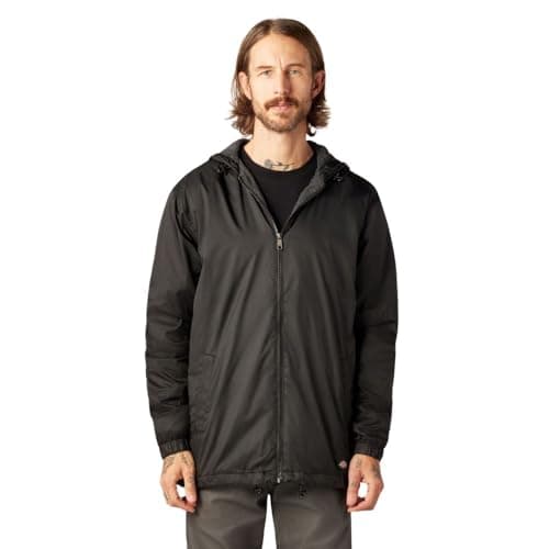 Dickies Mens Big and Tall Fleece Lined Hooded Jacket Work Utility Outerwear, Black, 4X-Large US