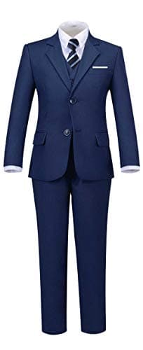 Suits for Boys Navy Blue Graduation Suits for Kids with White Dress Shirt and Tie Size 12