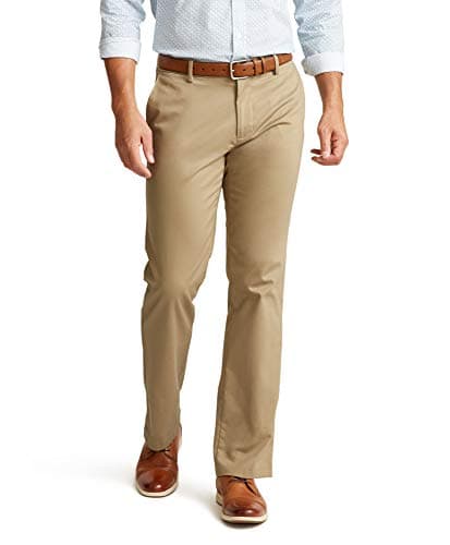 Dockers Men's Straight Fit Signature Lux Cotton Stretch Khaki Pant, New British Khaki, 40W x 32L