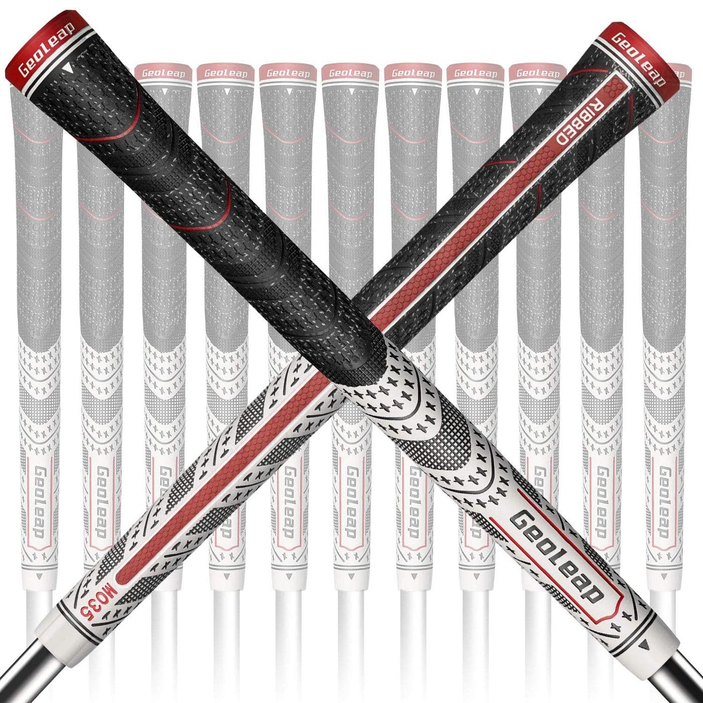 Geoleap ACER Golf Grips Set of 13 Back Rib Improved ControlMulti Compound Rubber And Cord Hybrid Golf Club Grips StandardMdisize 5 Colors Optional Midsize White