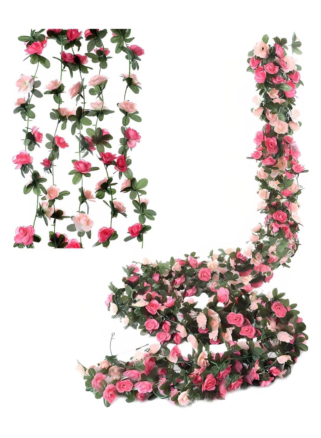 5 Pack 98 inch Flower Garland Fake Rose Vine Artificial Flower Hanging Rose Ivy Flower Plants Artificial,Home Hotel Office Weddin Party Garden Craft Art Décor (Pink)