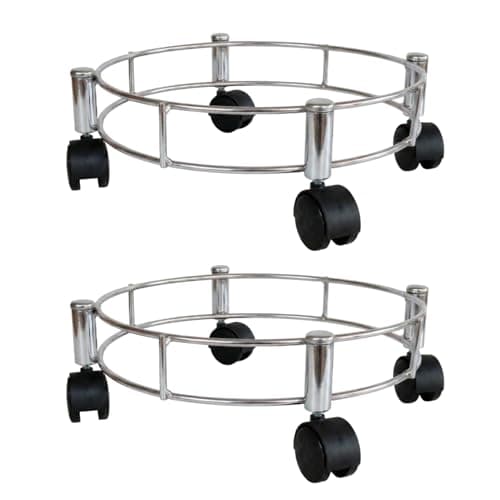 Rincy 2 Pic Heavy Stainless Steel LPG Cylinder Trolley – 4-Wheel Kitchen Gas Stand for Smooth Movement (Heavy Gas Stand 2 Pcs)