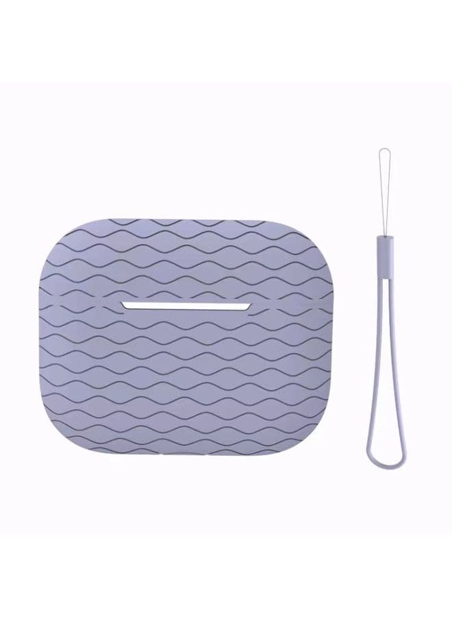 Case Cover For AirPods Pro 2 Wave Pattern Silicone Earphone Case Grey Blue