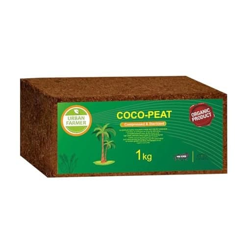 URBAN FARMER Cocopeat Block 1 Kg 100% Natural for Home & Garden Plants Organic Agriculture Compost Coco Peat for Indoor & Outdoor Kitchen Terrace Gardening Khaad (Expands Upto 15 litres of Powder)