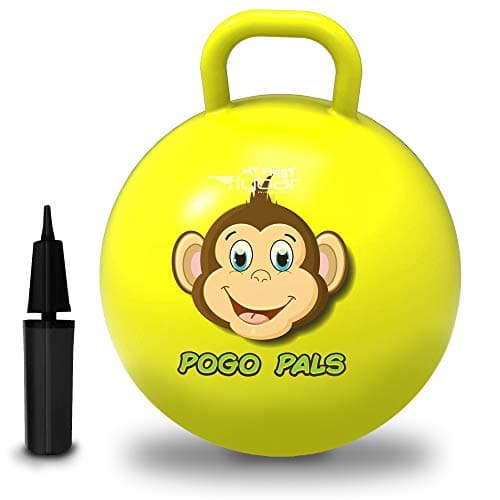 Flybar Hopper Ball for Kids Inflatable Bouncy RideOn Ball wHandle for Indoor Outdoor Active Play Includes Pump Jump Ball Toy for Boys Girls Supports Up to 165 lbs Ages 3 18Inch Small