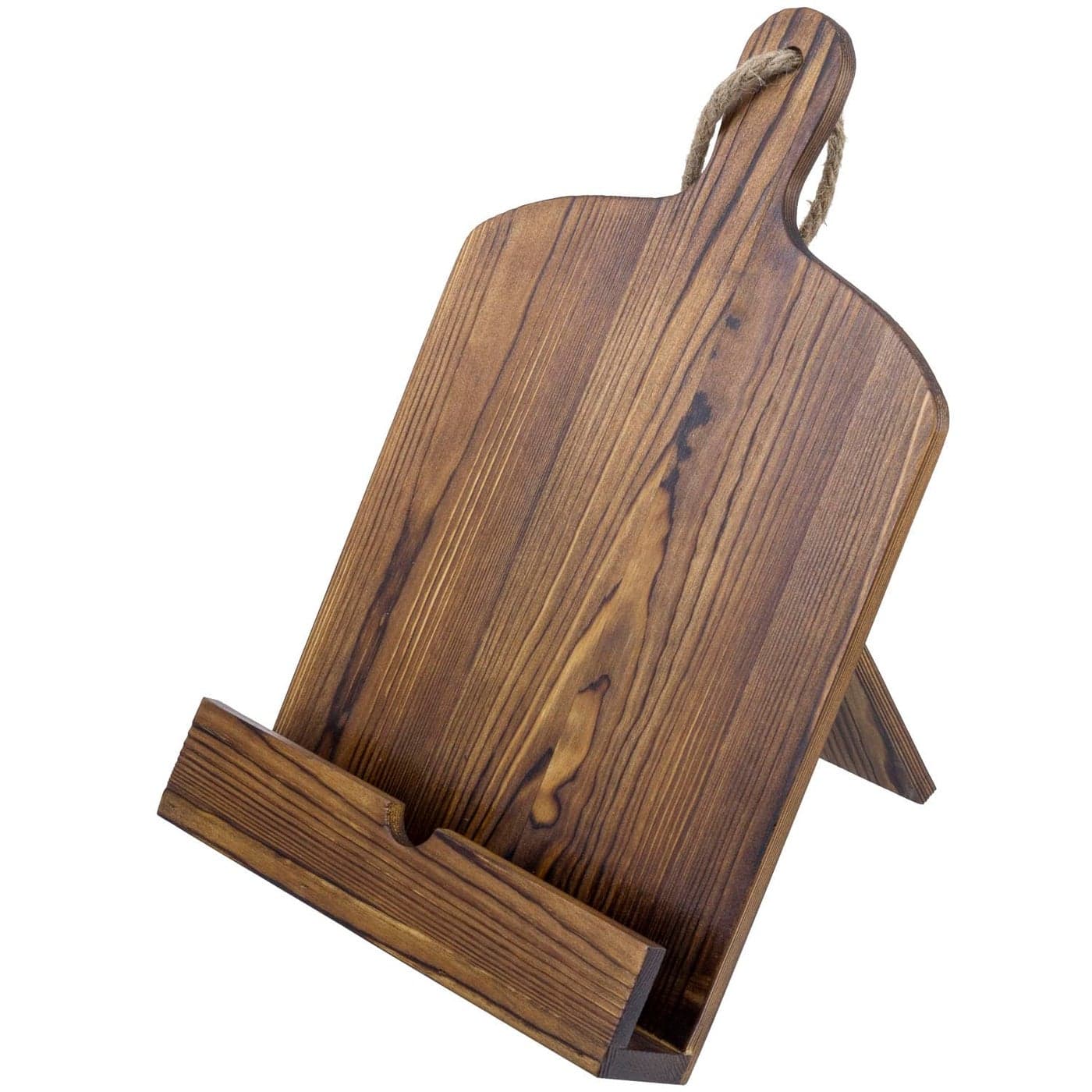 MyGift Cookbook Stand Recipe Book Holder with Brown Wood Cutting Board Design Cookbook Holder for Countertop Display