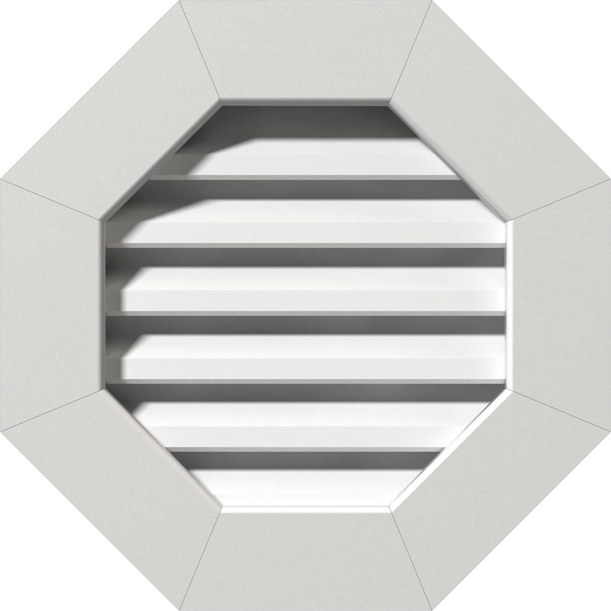 Ekena Millwork GVPOC20X2001FUN Octagonal Gable Vent 25W x 25H Frame Size Functional PVC Gable Vent w 1 x 4 Flat Trim Frame 20W x 20H