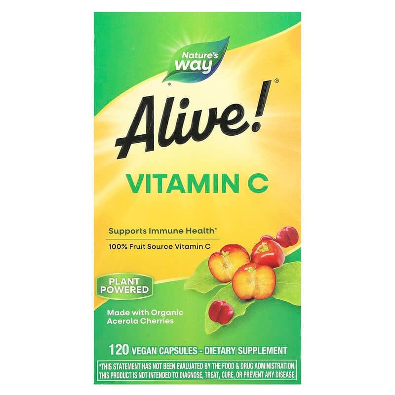 Alive! Vitamin C, 120 Vegan Capsules Packaging May Vary
