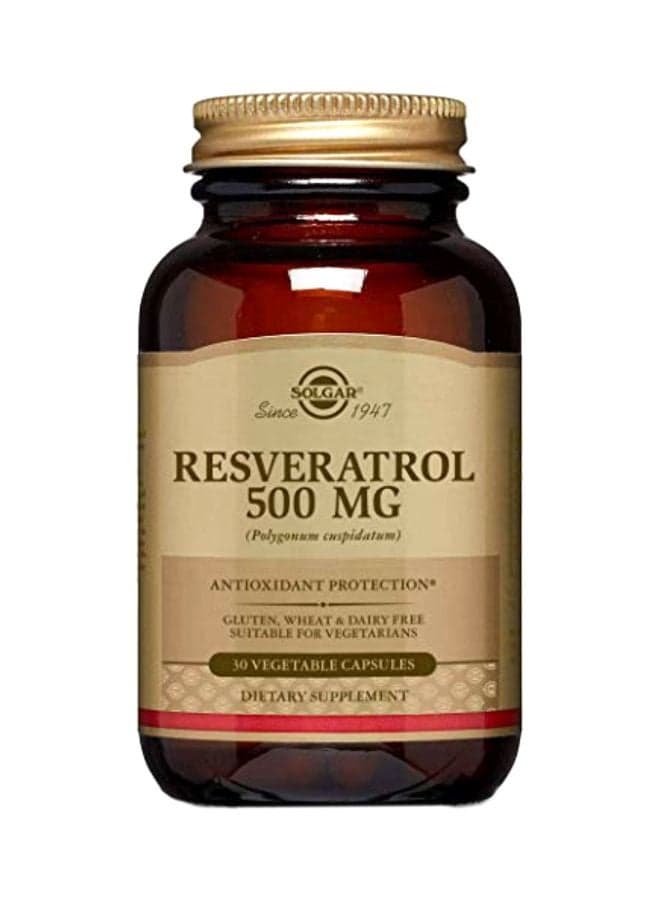 Resveratrol 500 mg Dietary Supplement- 30 Vegetable Capsules