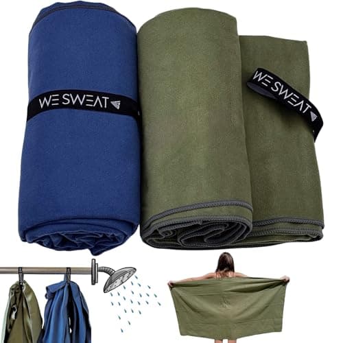 We Sweat's Microfiber Soft and Absorbent Gym Towels for Shower, Silver ION Odor-Free Absorbent Fiber, Fast Drying Men & Women Workout Gear, Working Out, Towels, Sports Exercise Fitness Gear