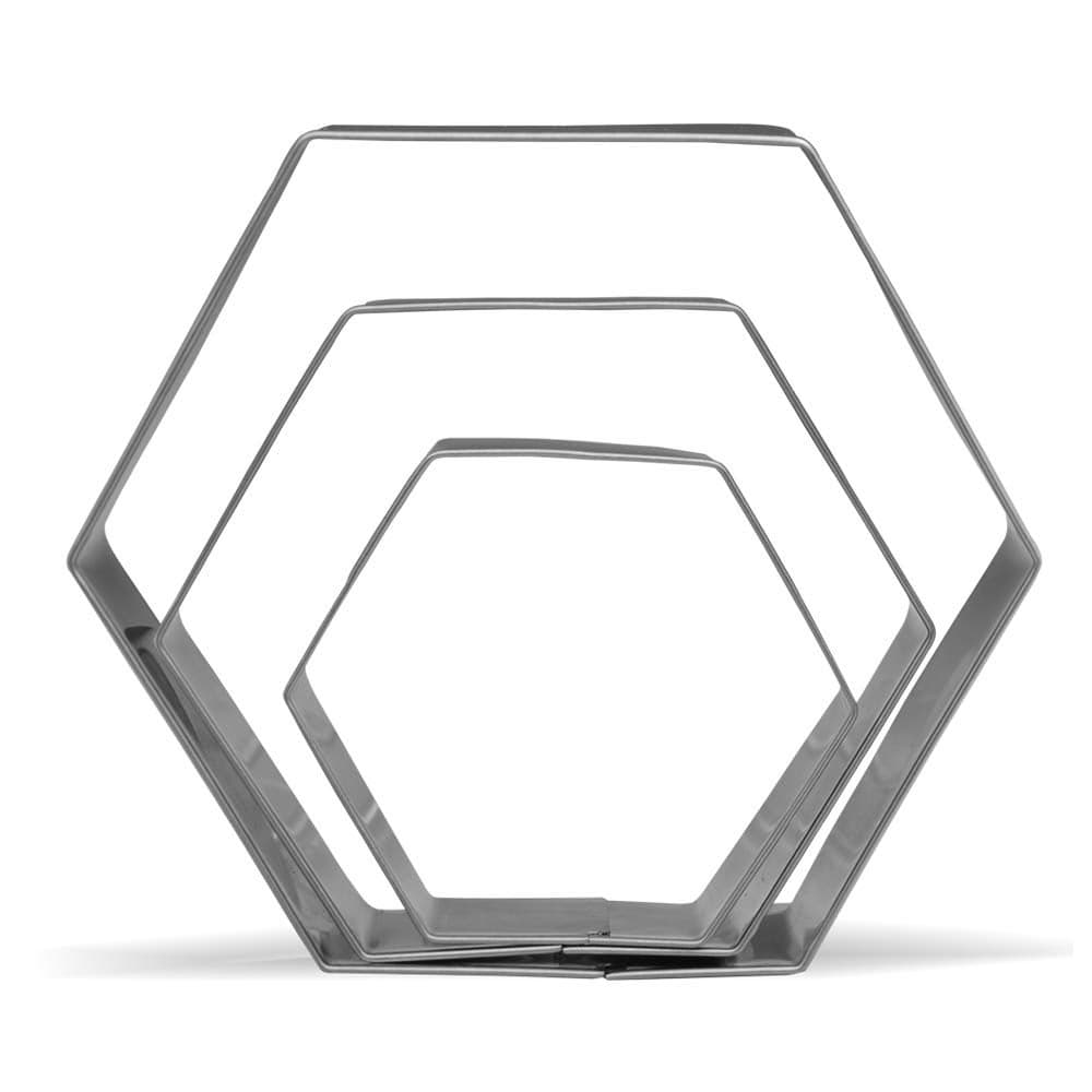 Large Hexagon Cookie Cutter Set 543 3 Piece Stainless Steel