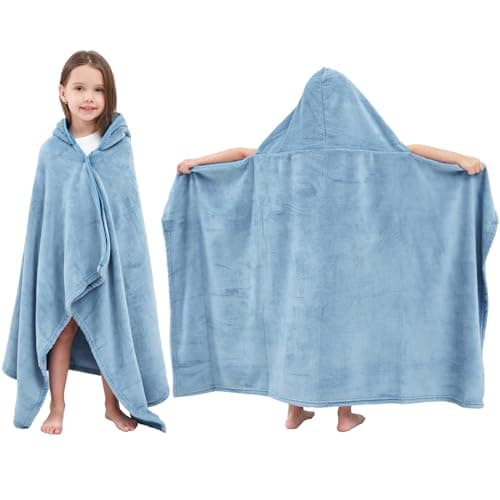 Hiturbo Kids Hooded Bath Towel Soft Plush Pool Beach Fleece Towel Blanket 50x30 Toddler Towels Wrap for Boys Girls 312 Years Blue