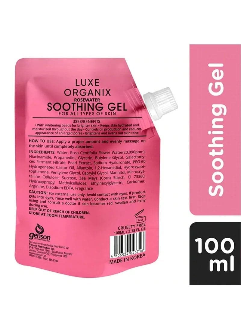 Hydrating Luxe Organix Rosewater Gel Formula with Advanced Skin Loving Ingredients Including Niacinamide Hyaluronic Acid and Galactomyces to Nourish Brighten and Restore Natural Skin Balance