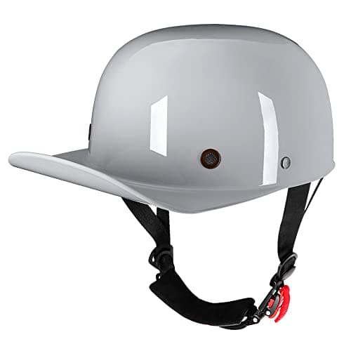 Woljay Vintage Retro Open Face Motorcycle Helmet Baseball Cap Half Helmets Men Women for Moped Cap Jet Scooter Street Cruiser - DOT Certified (Medium, Off-White)
