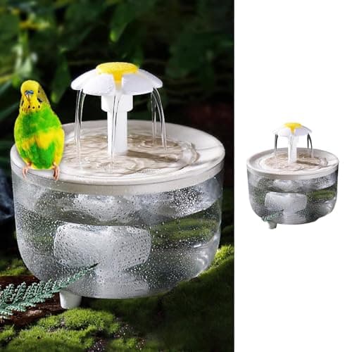 MANON ROSA Bird Bath for Parakeets Small Bird Shower Bathing Fountain with Filtered Circulating Water Pool Sink for Parrots Lovebirds Conures Finches Cockatiels EasyClean Pet Accessories Clear