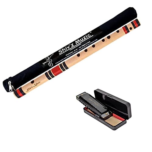 Shiv'z Muzic SET of Flute & Harmonica, C Scale (with covers & Manuals)