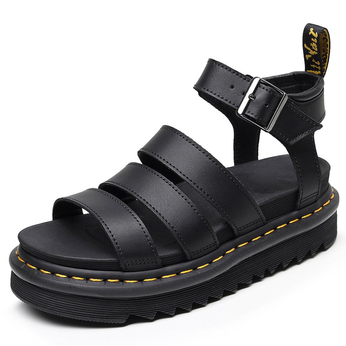 Summer Sandals Women'S Roman Buckle Open Toe Beach Shoes Thick Sole Increased Genuine Leather Fish Mouth Lazy One-Step