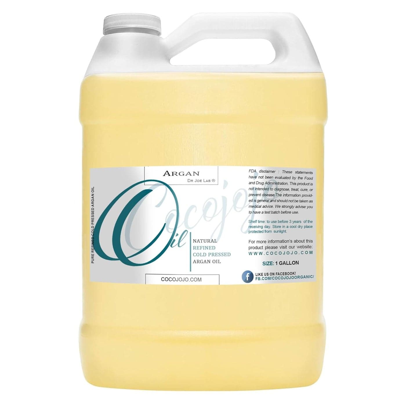 Dr Joe Lab Refined Argan Oil Pure Refined Cold Pressed Filtered Unscented Bulk Carrier Gallon 128 oz for Skin Hair Nails Body Beard Face Cosmetic Formulation DIY