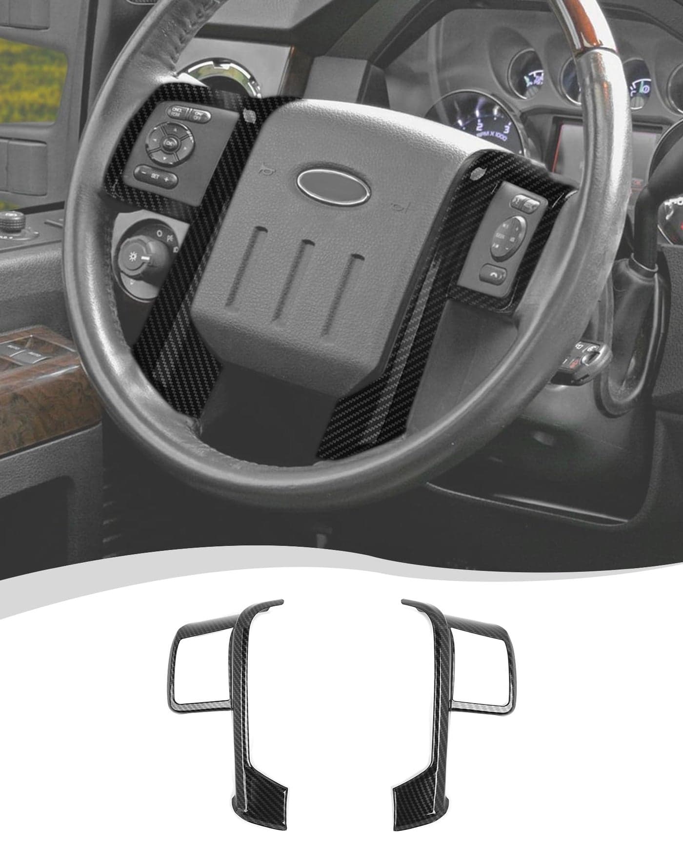 Hoolcar Interior Center Console Steering Wheel Cover Trim Compatible with Ford F250 F350 F450 F550 20082016 for Ford Expedition 20072012 Carbon Fiber
