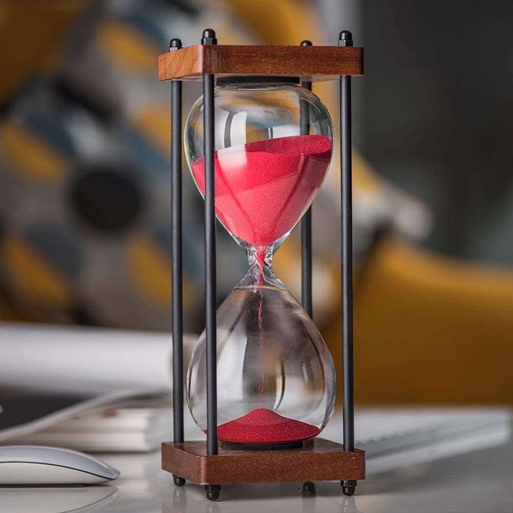 Large Hourglass Timer 60 Minute Decorative Wooden Sandglass Red