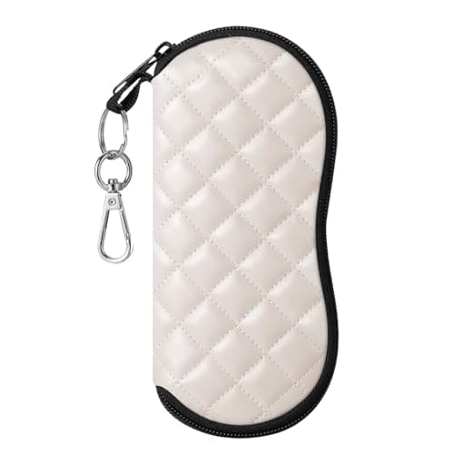 MoKo Eyeglass Soft Case, Zippered Neoprene Sunglasses Pouch with Clip for Men Women, Skin Tone Rhombus