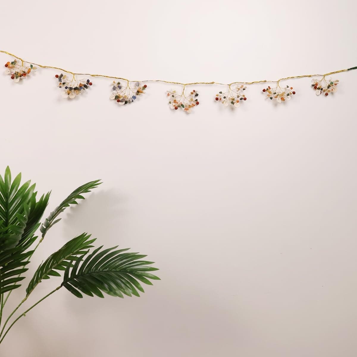 9Dzine 7 Chakra Toran for Door Hangings Items Natural Seven Chakra Chips Stone Toran for Wall Hangings for Home Decoration Diwali Dcor Ganpati Door Hangings Items Home Office