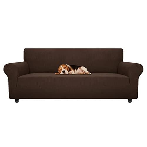 ZNSAYOTX Stretch Oversized Couch Cover Universal Sofa Covers for Living Room Dogs Pet Furniture Protector Spandex Extra Large Sofa Slipcovers with Anti Slip Foam Sticks (Coffee, XL Sofa)