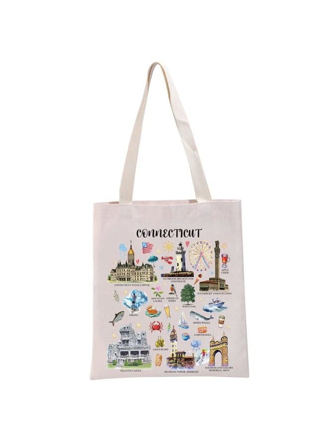 Connecticut Gift Tote Bag - Travel Bag, Souvenir Handbag