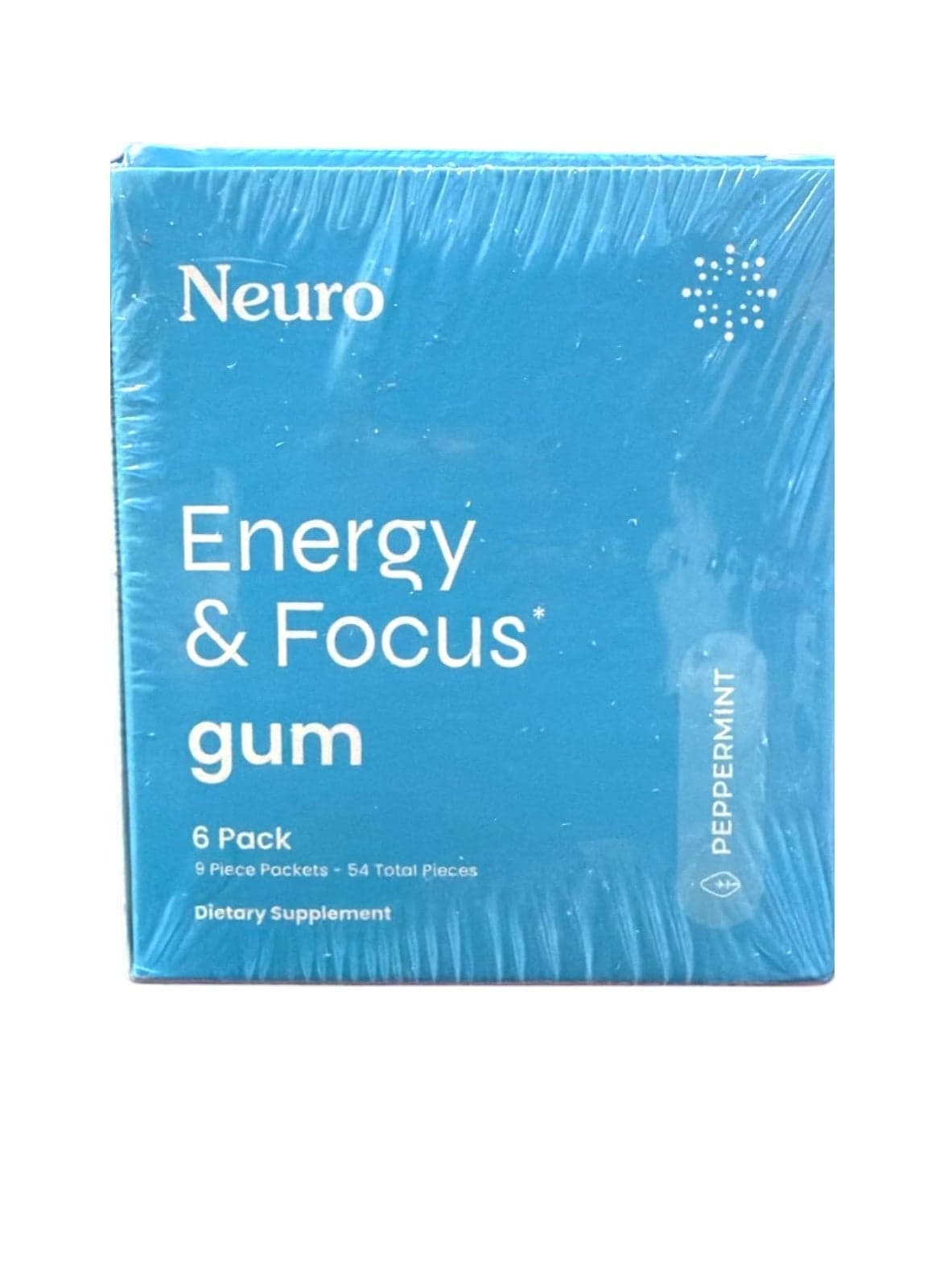 Energy & Focus Gum, Peppermint, 6 Packs, 9 Pieces Each 54ct (Pack 2) Packaging May Vary