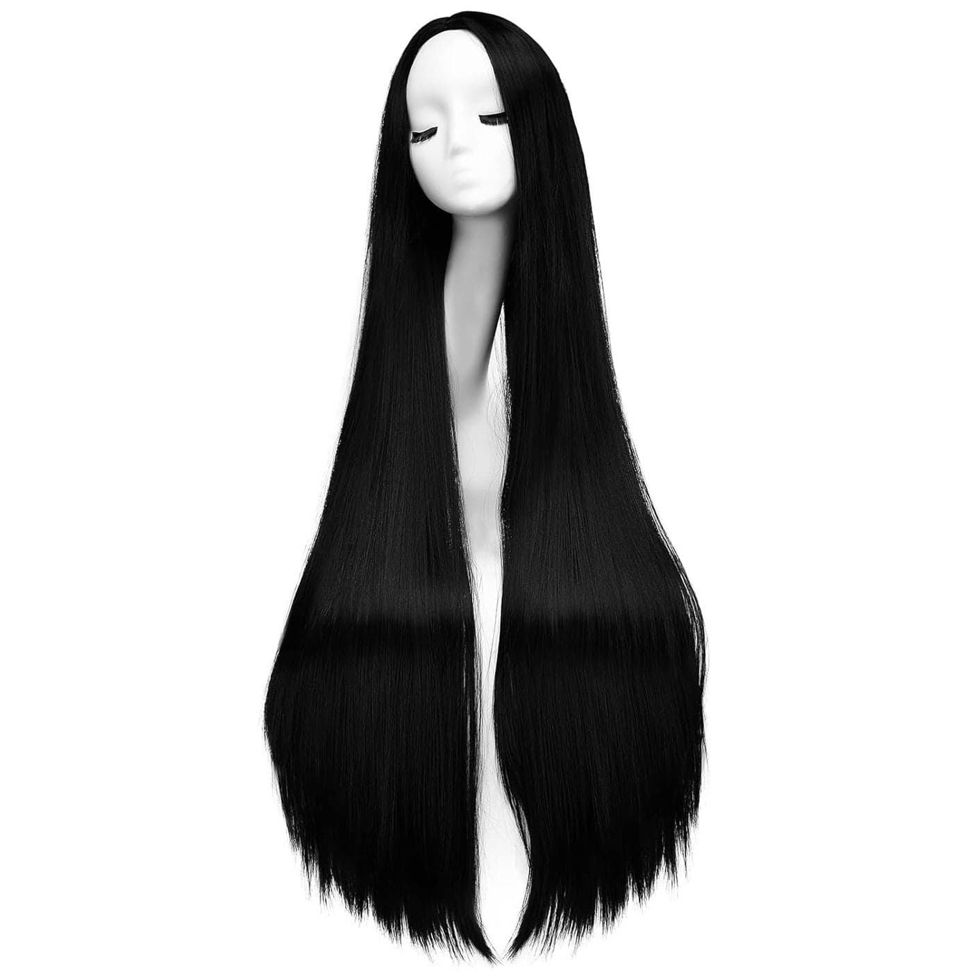 AGPTEK Wig Synthetic Wig for Women 40 Inch 100 cm Straight Long Wig Part in the Middle Anime Costume Great for Party Cosplay DailyUse and Festivals Black