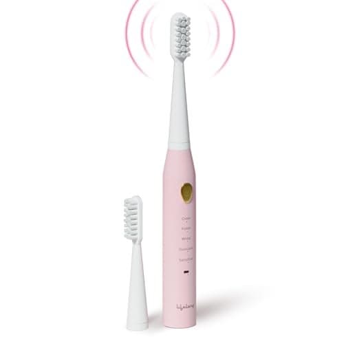 Lifelong Rechargeable Toothbrush for Adults - Smart Brush with 5 Cleaning Modes & Smart Auto Shut-Off - Waterproof Electronic Toothbrush - 2 Electric Heads, 500mAh Long-Lasting Battery (Pink, LLDC135)