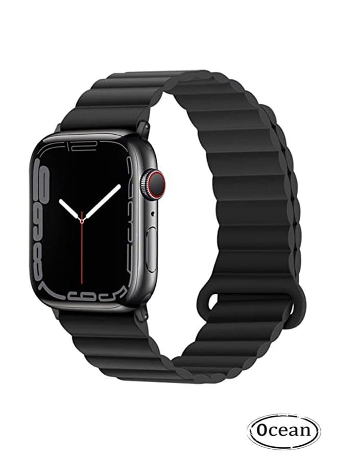 Magnetic Strap 41mm 40mm 38mm Soft Silicone Loop Strap for iWatch Series Ultra/8/7/SE/6/5/4/3/2/1, Black