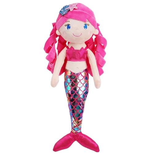 June Garden 155 Sparkly Mermaid Larissa Soft Mermaid Plush Stuffed Doll Gift for Toddler Girls