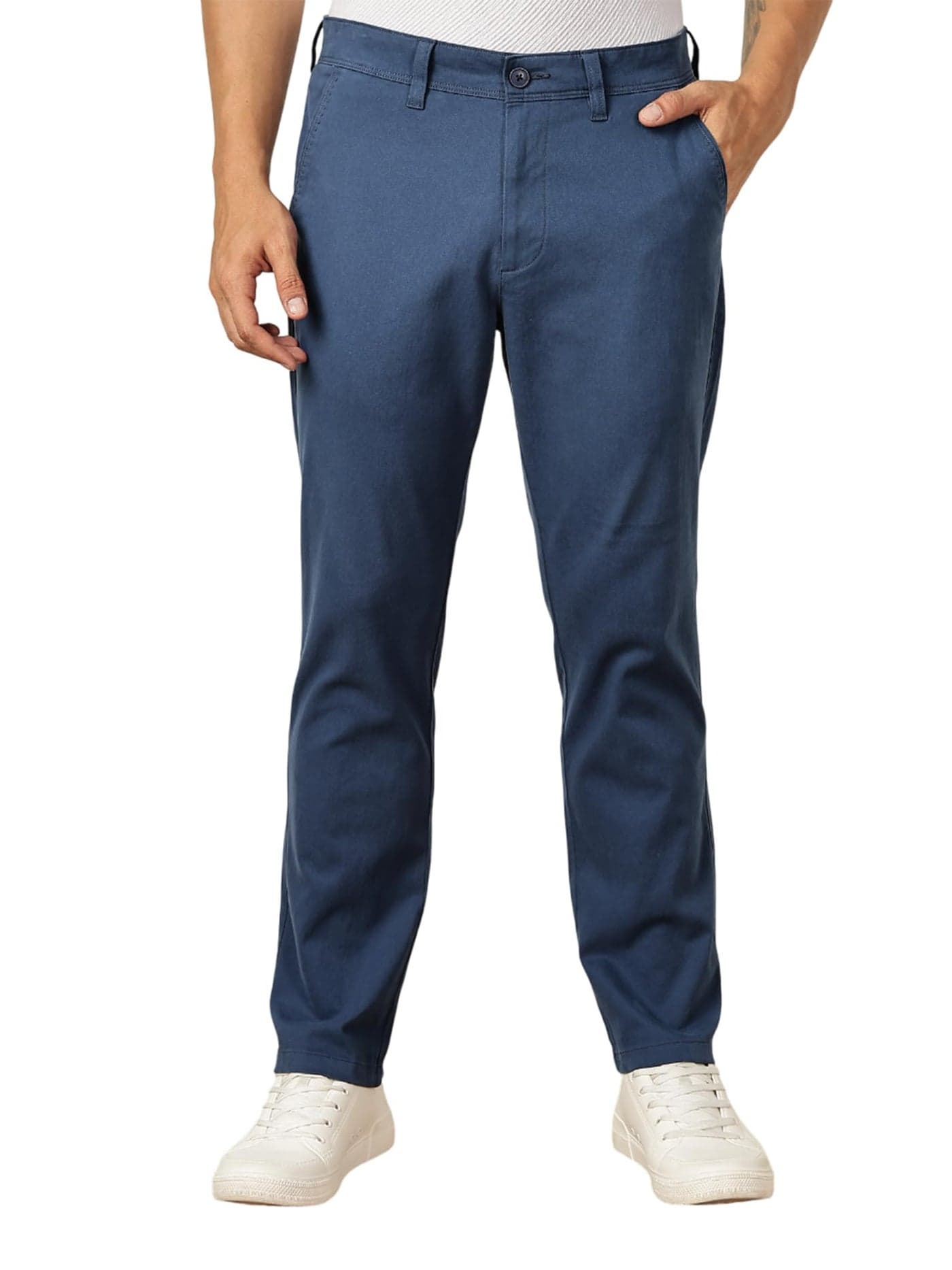 Thomas Scott Men's | Solid | Light Weight | Breathable Fabric | 4 Pockets | Regular Fit | Trouser | Chinos | Pants for Men (CCBT139_InkBlue_34)