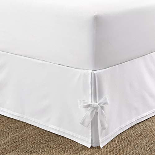 Laura Ashley Home - Corner Tied Tailored Bedskirt, Luxury Bedroom Decor, Wrinkle & Fade Resistant (White, Twin)