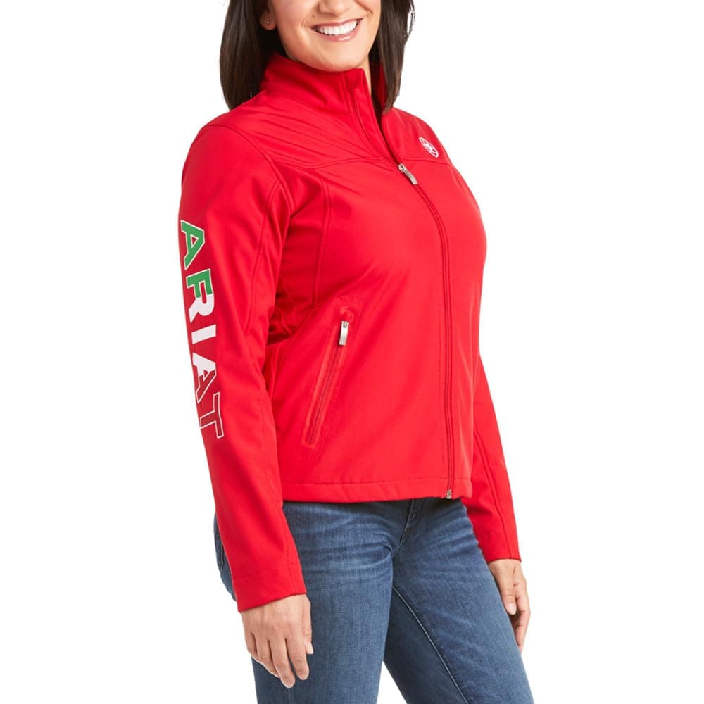 ARIAT Womens Classic Team Mexico Softshell Water Resistant Jacket Coat Red Medium US